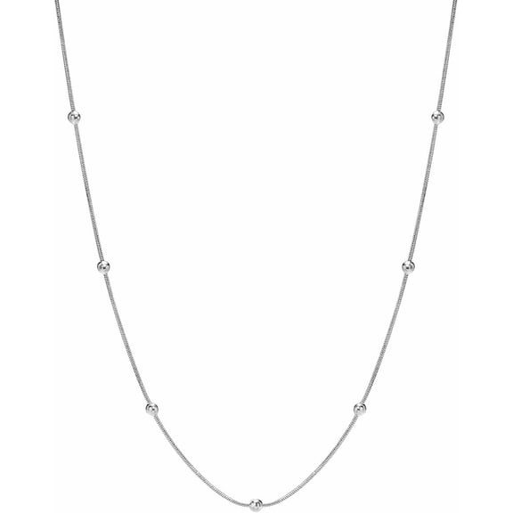 Stainless Steel Classic Plain Beaded Snake Chain Necklace