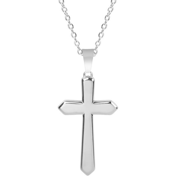 Stainless Steel Classic Plain Christian Cross Religious Church Prayer Pendant Necklace