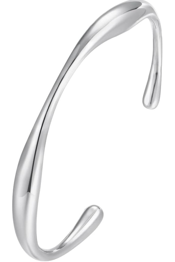 Stainless Steel Classic Plain Hammered Finishing Irregular Shape Open Cuff Bangle Bracelet