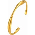 thumbnail image 1 of Stainless Steel Classic Plain Hammered Finishing Irregular Shape Open Cuff Bangle Bracelet, 1 of 8