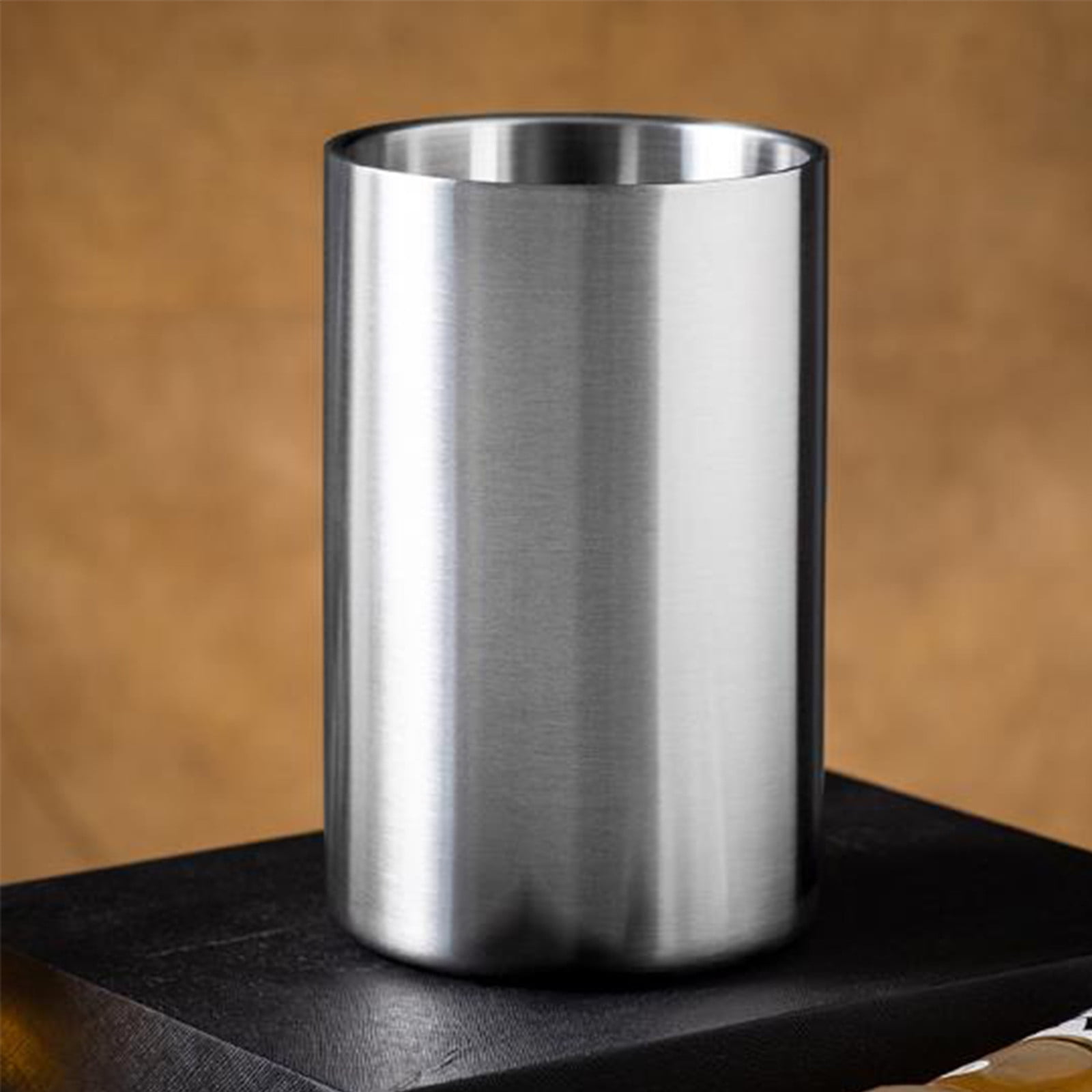 Stainless Steel Classic Round Ice Bucket | Drink Cooler Beverage Chiller for Wine Beer | Family Gathering Barware | 1.6L 101.4oz | Handle | Easy Clean | 4.68x7.48in Silver