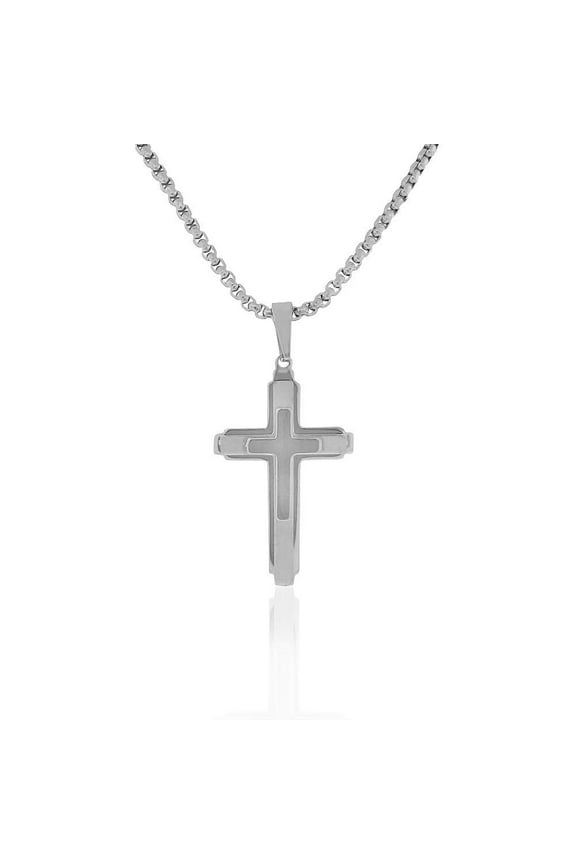 Stainless Steel Classic Statement Cross Mens Necklace