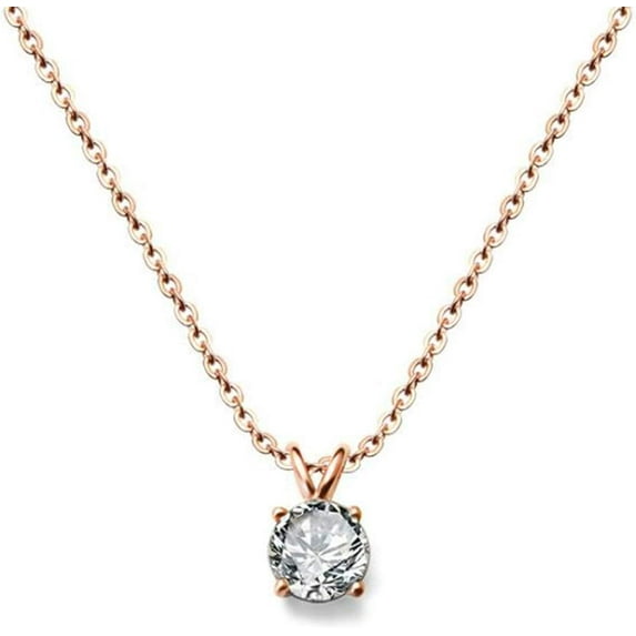 Stainless Steel Classical Simple Plain Solitaire Style Collar Charm Necklace