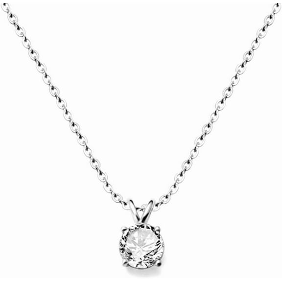 Stainless Steel Classical Simple Plain Solitaire Style Collar Charm Necklace