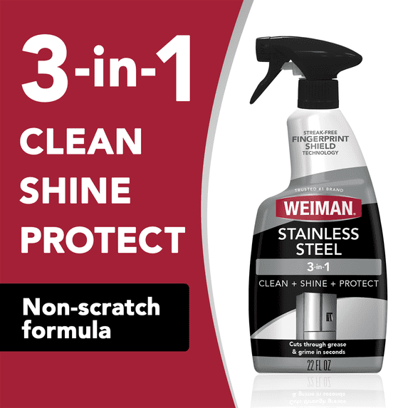Weiman Stainless Steel Cleaner and Polish Trigger Spray, 22 fl oz