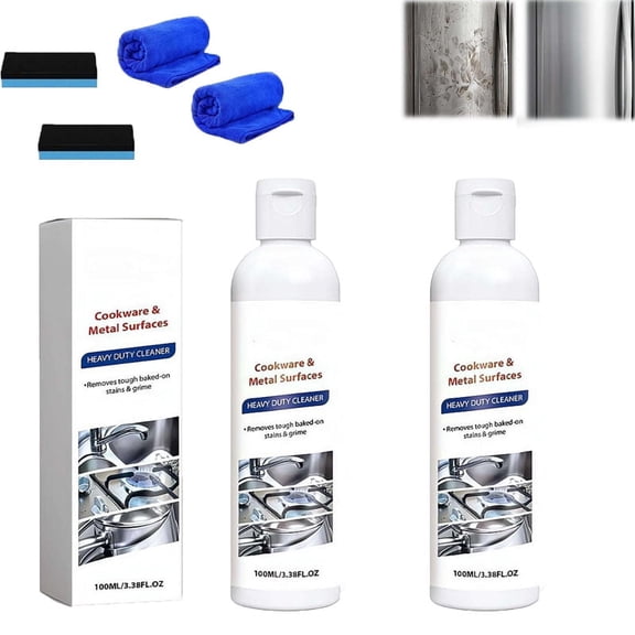 Stainless Steel Cleaner – Heavy Duty Grease & Stain Remover, Mild Formula Safe for Metal Surfaces, Removes Fingerprints & Oil Smudges, Restores Shine for Stove, Sink & Refrigerator