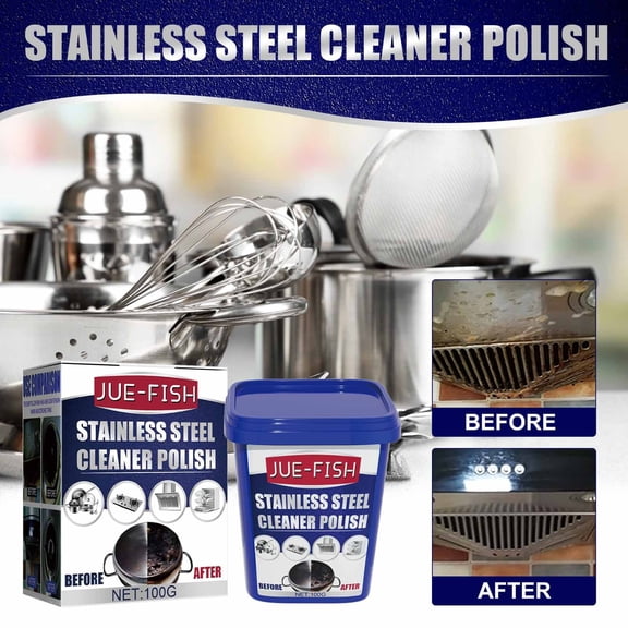 Stainless Steel Cleaner Paste, Heavy Duty Rust Remover for Kitchen Sinks, Pots, Pans, Oven, Bathtub, Tile, Metal Surfaces, Multi-Purpose Scrubbing Cleaning Gel, 3.5 oz