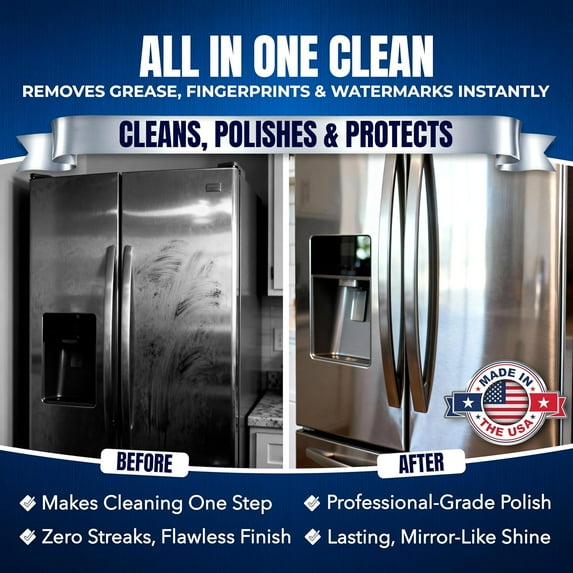 Stainless Steel Cleaner and Polish Spray - 3 Pack 10oz Removes Grease Fingerprint Watermark for Kitchen Appliances Refrigerators Sinks Ovens Grills