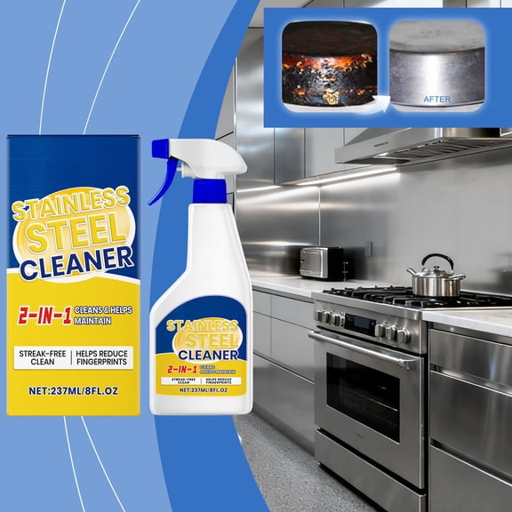 Stainless Steel Cleaner Spray, Cleans & Protects, Prevents Fingerprints & Smudges, Streak-Free Shine for Appliances, for Refrigerators, Ovens, Sinks, 237ml