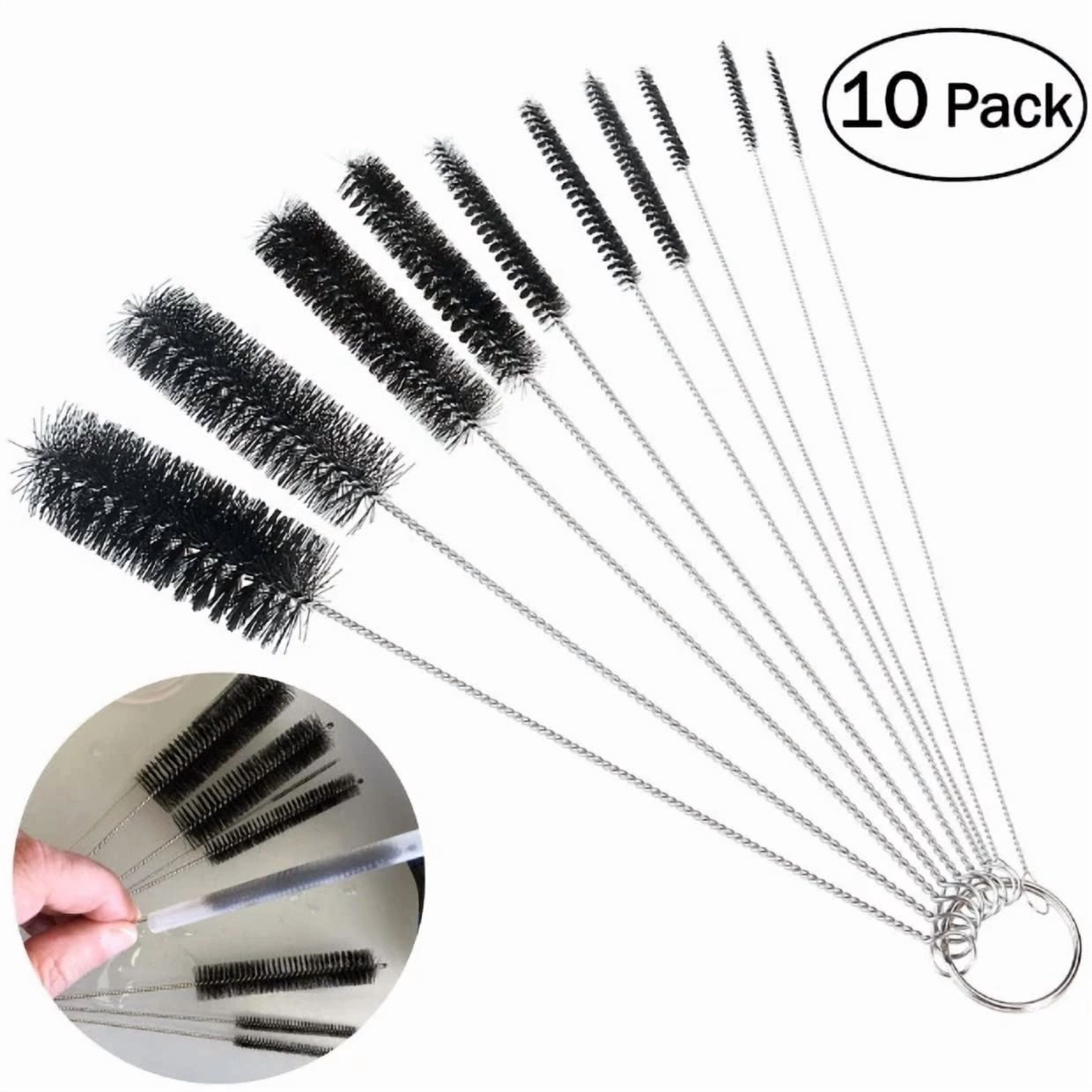 Stainless Steel Cleaning Brush 10 Piece Set Straw Brush Water Cup Kettle Brush