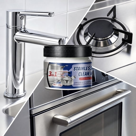 Stainless Steel Cleaning Paste 100G Professional Multi Purpose Polish Grind Rust Removal Heavy Duty Metal Cookware Kitchen Father's Day Gift Home