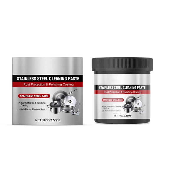 Stainless Steel Cleaning Paste, Powerful Tough Stain Remover, Multi-Purpose Safe for Home Use, Easy to Apply Time-Saving Cleaner for Kitchen Cookware Appliances Sinks
