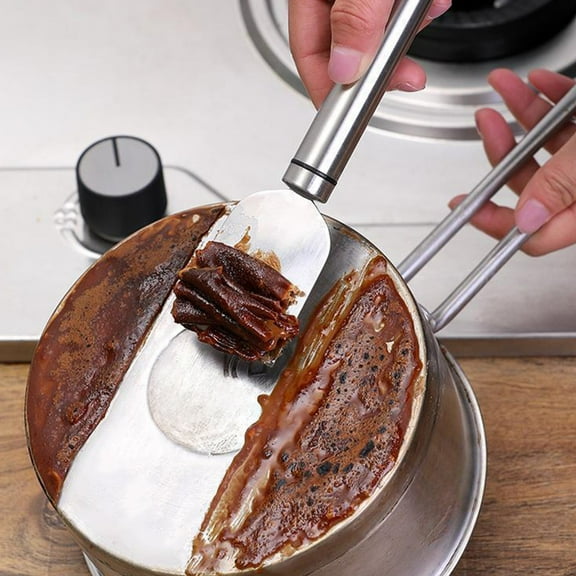 Stainless Steel Cleaning Spatula Multifunctional Pot Bottom Scraper Degreasing Tool - Kitchen Stove Dirt Scraper for Ceramic Glass Tile Floor Joints, Rust Proof, 15.75 Inch, 1 Pack