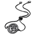 thumbnail image 1 of Stainless Steel Clear CZ Om Aum Adjustable Chain Bracelet - Black, 1 of 2
