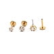 Stainless Steel Clear Cubic Zirconia Threadless Labret Stud Tragus Stud Flat Back Earring Golden 6mm Pin: 0.8mm Head: 4mm