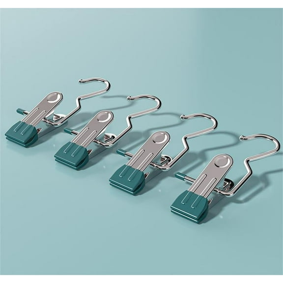 Stainless Steel Clip Hangers for Clothes, 20 Pack - Multi-Function 360掳 Rotating Pants Clips with Non-Slip Rubber Tips, Space-Saving Closet Organizers for Leggings, Jeans, Towels, 4.5 Inch