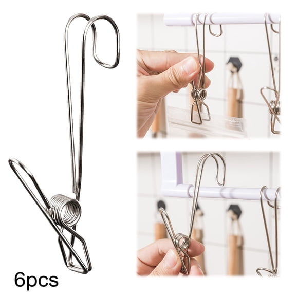 Stainless Steel Clip with Hook Metal Laundry Clips by Dusknt Windproof Clothes Clothespins with Hooks for Hanging Towels Quilts Socks Multi Purpose Utility Clips for Organizing Storage