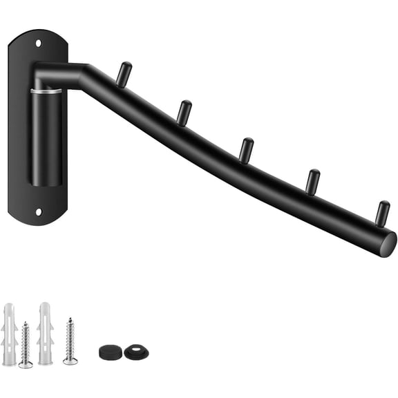 Stainless Steel Closet Storage System, Wall-mounted Swing Arm Clothes Hanger Rack Heavy Duty For Space-saving Solutions, Easy-install Rustproof With Matte Black Finish For