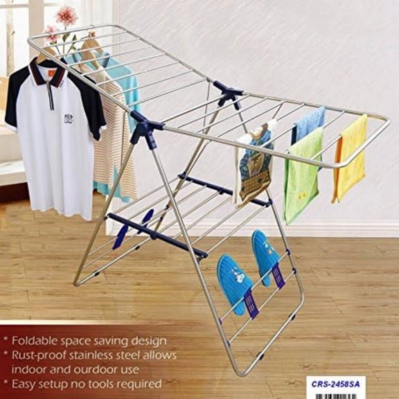 Stainless Steel Clothes Drying Rack Adjustable Gullwing and Foldable for Easy Storage Rust-Proof for Indoor and Outdoor Use