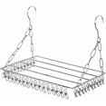 thumbnail image 1 of Stainless Steel Clothes Drying Rack with 36 Clips, Heavy Duty Windproof Hanger for Socks, Underwear, Baby Clothes, 1 of 5