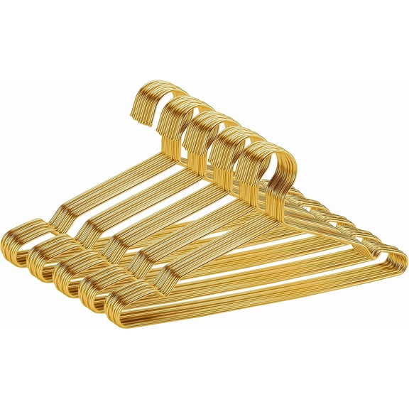Stainless Steel Clothes Hangers 50 Pack Non Slip Heavy Duty Space Saving Thin Wire Hangars 16.5 Inch Gold