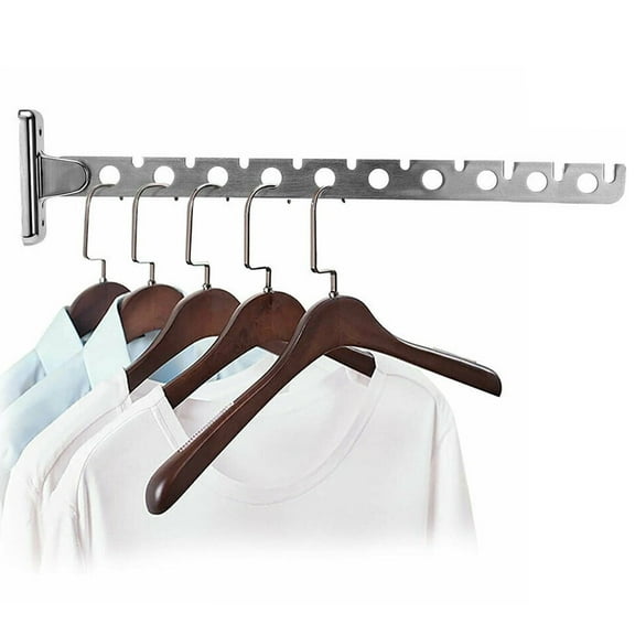Wall Mounted Clothes Hangers Rac Stainless Steel Clothes Rack Hook with 10 Holes Foldable Clothes Drying Rack Space Saver