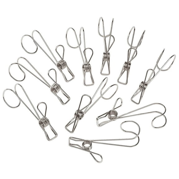 Stainless Steel Clothespin Hooks, Set of 12