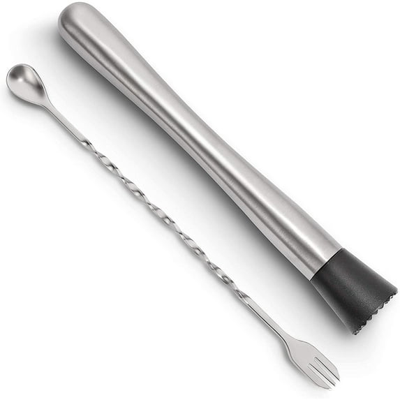 Stainless Steel Cocktail Muddler, Home Bar Tool Set, for Making & Creating Delicious Mojitos, & Other Fruit Based Drinks & Beverages in Various Containers