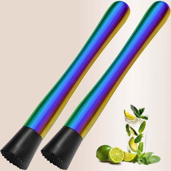 Stainless Steel Cocktail Muddler and Mixing Spoon Bar Tool Set for Mojitos Old Fashioned Mint Julep and Fruit Drinks