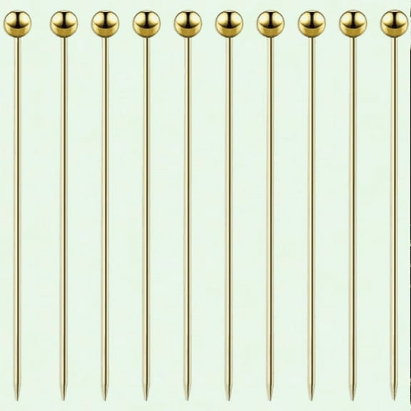 Stainless Steel Cocktail Picks Set of 15, 4.3-inch Gold Metal Martini Picks