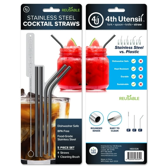 Stainless Steel Cocktail Straw-Black