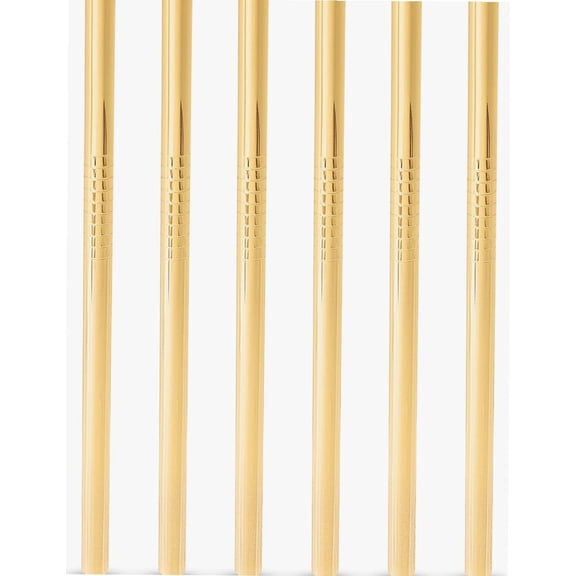 Stainless Steel Cocktail Straws with Gold Finish, Eco-Friendly Reusable Short Metal Straws, 5 Inch Set of 6