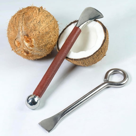 Stainless Steel Coconut Breaker & Slicer Combo | Heavy-Duty Coconut Cracker Stick for Easy Splitting & Cutting | Durable, Rust-Resistant Kitchen Tool