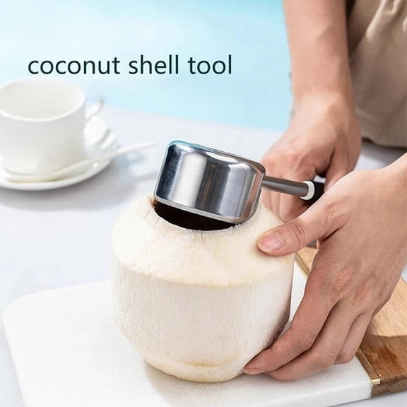Stainless Steel Coconut Opener & Meat Scoop – Effortless Tool for Opening Fresh Coconuts & Scooping Coconut Meat
