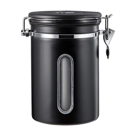 Stainless Steel Coffee Canister With Visible Window Airtight Food Storage Container With Locking Clamp Large 304 Steel Kitchen Canister