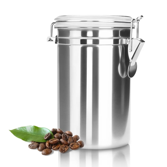 Stainless Steel Coffee Canisters with Airtight Lids, Metal Coffee Storage Container, Sealed Jars Organizers for Cereal Food Ground Beans Sugar Kitchen Tea Bar Rice Silver 41 OZ/1.2 L