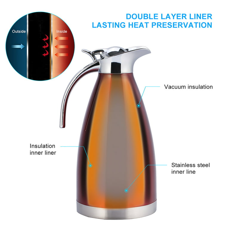 Stainless Steel Coffee Carafe, Double Wall Vacuum Flask, For Hot