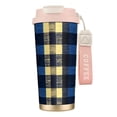 thumbnail image 1 of Stainless Steel Coffee Cup 7.7×2.6×3.5in Tapered Design Nylon Woven Wrist Strap Portable Durable Cup Bottom With Non-Slip Sticker Cornflowerblue Buffalo Plaid Check Tartan Scotland_3, 1 of 8