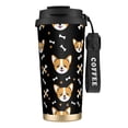 thumbnail image 1 of Stainless Steel Coffee Cup 7.7×2.6×3.5in Tapered Design Nylon Woven Wrist Strap Portable Durable Cup Bottom With Non-Slip Sticker Corgi And Bones, 1 of 8