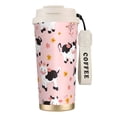 thumbnail image 1 of Stainless Steel Coffee Cup 7.7×2.6×3.5in Tapered Design Nylon Woven Wrist Strap Portable Durable Cup Bottom With Non-Slip Sticker Cute Little Cow, 1 of 8