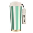 thumbnail image 1 of Stainless Steel Coffee Cup 7.7×2.6×3.5in Tapered Design Nylon Woven Wrist Strap Portable Durable Cup Bottom With Non-Slip Sticker Lightgreen Stripe_1, 1 of 6