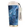 thumbnail image 1 of Stainless Steel Coffee Cup 7.7×2.6×3.5in Tapered Design Nylon Woven Wrist Strap Portable Durable Cup Bottom With Non-Slip Sticker Steelblue Marble_2, 1 of 8