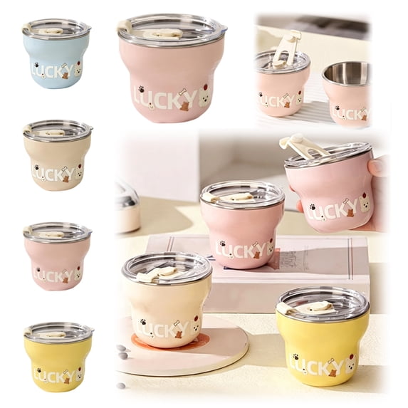 Stainless Steel Coffee Cup,9 oz Cute Portable Travel Mug with Leakproof Lid & Graphic Printed,Lightweight Tumbler for Office Desk,Daily Commute,Pink