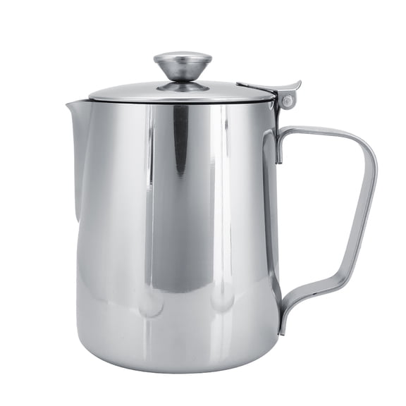 Stainless Steel Coffee Cup Mug Milk Frothing Pitcher Jug with Lid, 12 oz / 350 ml Capacity for Espresso Latte Art