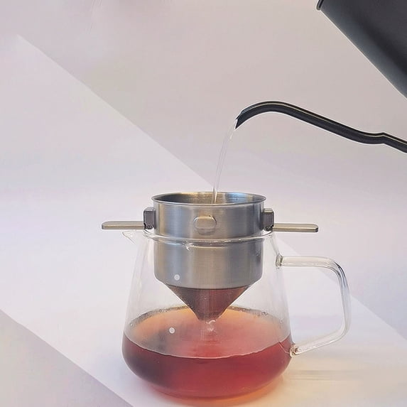 Stainless Steel Coffee Filter Fine Mesh Portable Hand Punch Filterless Paperless Drip Reusable for Easy Brewing and Cleaning Ideal for Home Baristas and Travel Coffee Enthusiasts Topliu