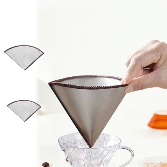 Stainless Steel Coffee Filter | Fine Mesh Reusable Hand Drip Strainer | Portable Metal Cone | No Paper Filter Needed | Precisely Filters Coffee Grounds | 1pc | Silver | 15×11.5cm or 19×16cm