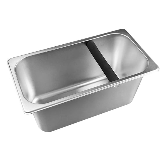 Stainless Steel Coffee Ground Knocking Box with Rubber Bar Built in Container Large Capacity Professional Heavy Duty Sturdy Durable Accessory Size XL