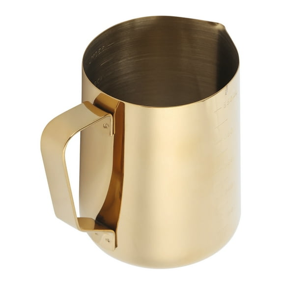 Stainless Steel Coffee Milk Frothing Cup Pitcher Jug with Scale for Home Latte ArtGold 600ML
