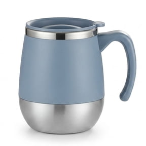Stainless Steel Coffee Mug 16.91 Oz Double-Layer Insulated with Lid Non-Slip Shatterproof Design with Handle for Home Camping Holiday Gift, Blue