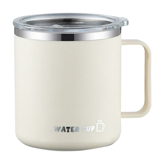 Stainless Steel Coffee Mug with Flat bottom and Handle, Work with Coffee Warmer for Rapid Heating Coffee, Tea and Milk Office Desk Accessories, 13.5oz